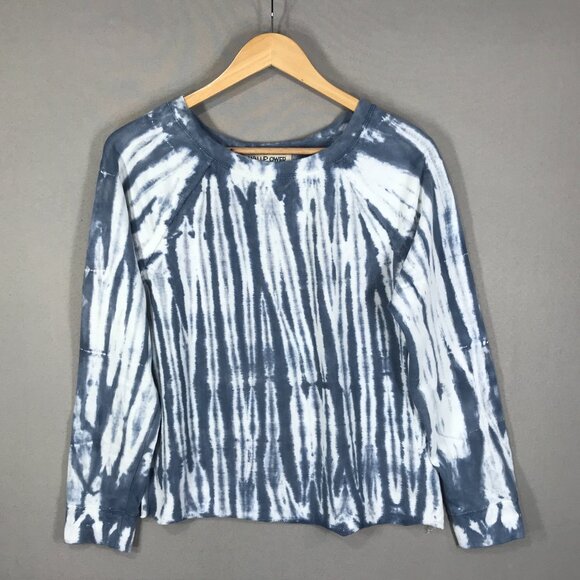 Wallflower Sweatshirt Womens Medium Blue White Tie Dye Pullover Long Sleeve Rag - Picture 1 of 12